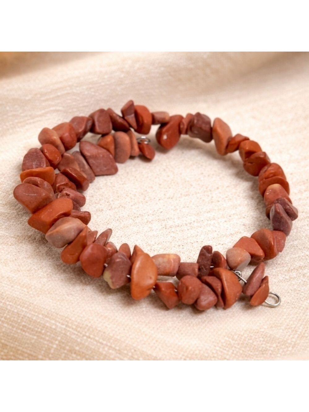 Red Jasper Wrap Bracelet Natural Stone Chip Beads Boho Grounding Jewelry New